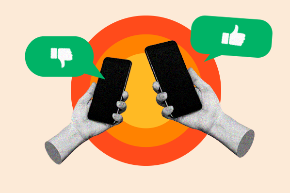 スマートフォンでLINEを利用する顧客